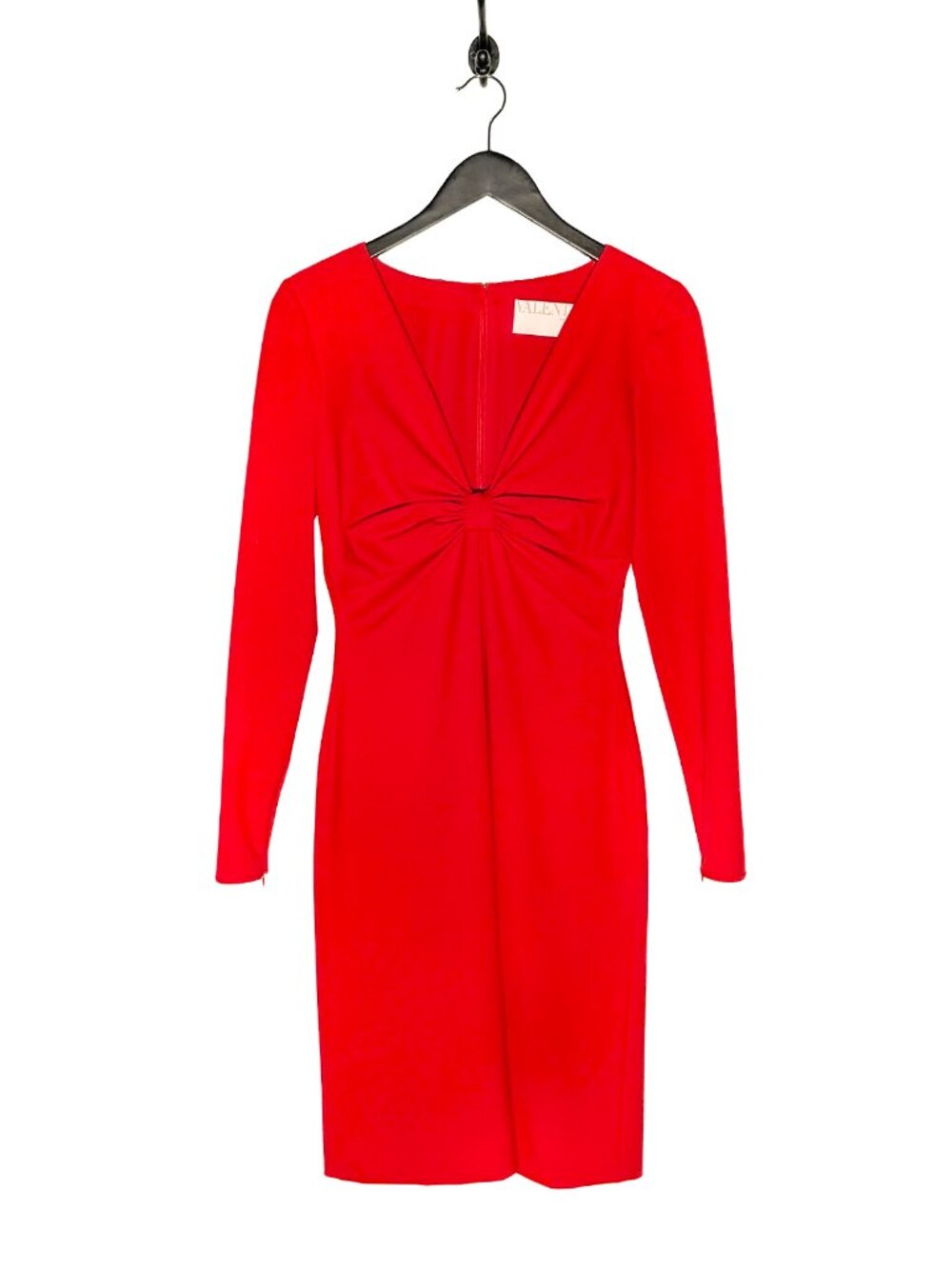 Valentino Red Techno Couture Bow Accent Long Sleeves Dress